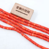 Natural 5x8mm Freedom Wheel Orange Coral Loose Beads