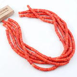 Natural 5x8mm Freedom Wheel Orange Coral Loose Beads