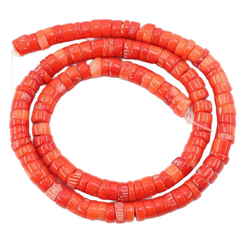 Natural 5x8mm Freedom Wheel Orange Coral Loose Beads