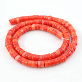 Natural 5x8mm Freedom Wheel Orange Coral Loose Beads