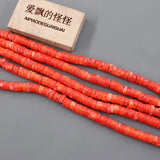 Natural 5x8mm Freedom Wheel Orange Coral Loose Beads