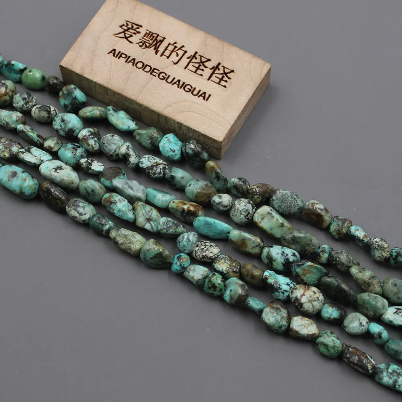 2 Strands Turquoise Nugget Loose Beads 15.5" For Jewelry Making