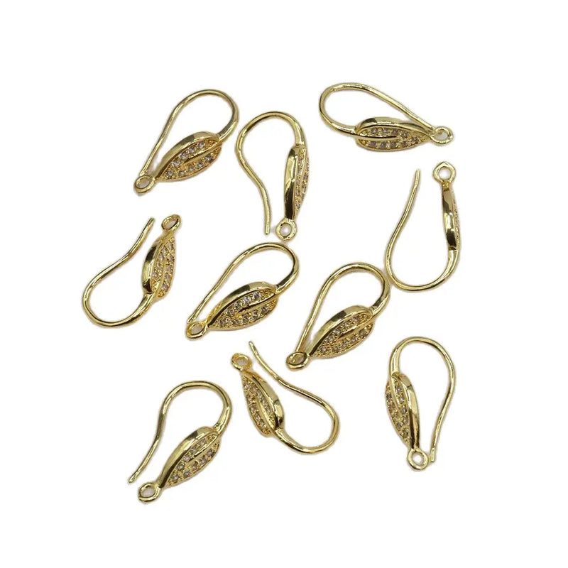 20 Pcs Copper Plated CZ Earrings Hook - DIY Craft Accessories