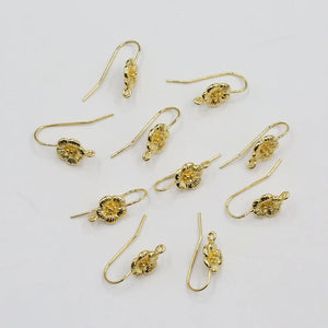 20 Pcs Copper Plated Flower Earrings Hook, DIY Craft Accessories