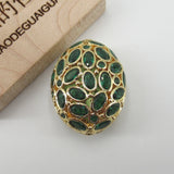 Golden Hollow Oval CZ Micro Paved Metal Beads 20x26mm