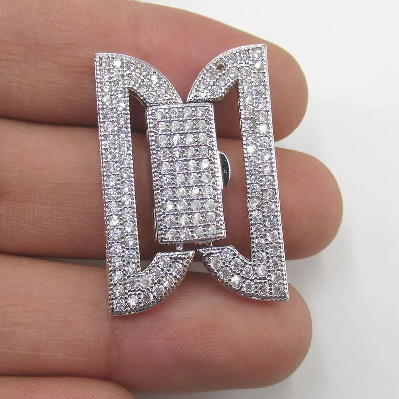 24x33mm CZ Micro Pave Clasp Pendant for Jewelry Making