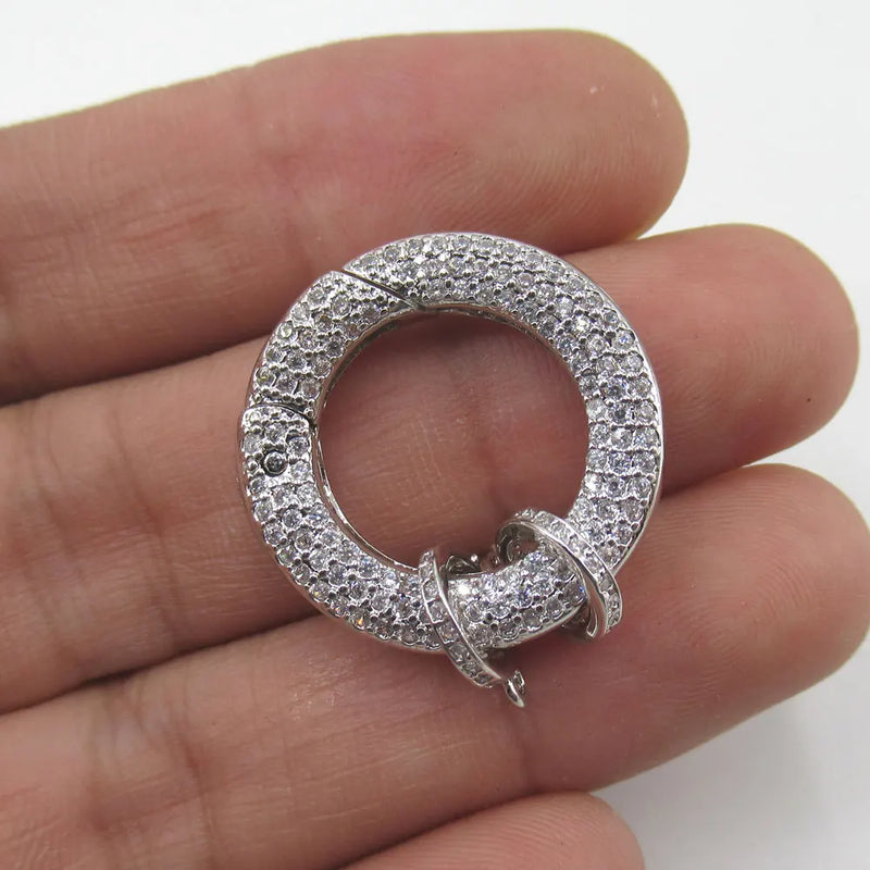 CZ Micro Pave Circle Clasp Pendant Necklace Bracelet DIY