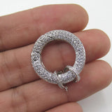 CZ Micro Pave Circle Clasp Pendant Necklace Bracelet DIY