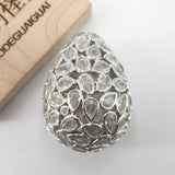 Hollow Teardrop CZ Micro Paved Metal Beads for Jewelry Making