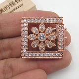 Plated CZ Micro Pave Square Clasp Pendant Necklace Bracelet Jewelry DIY