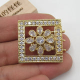Plated CZ Micro Pave Square Clasp Pendant Necklace Bracelet Jewelry DIY