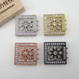 Plated CZ Micro Pave Square Clasp Pendant Necklace Bracelet Jewelry DIY