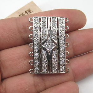 28x38mm CZ Micro Pave Rectangle Clasp Pendant DIY Jewelry
