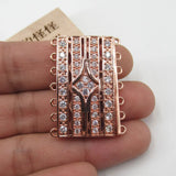 28x38mm CZ Micro Pave Rectangle Clasp Pendant DIY Jewelry