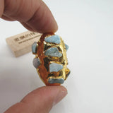 Micro Pave Natural Larimar Gems Stone Beads Necklace Pendant