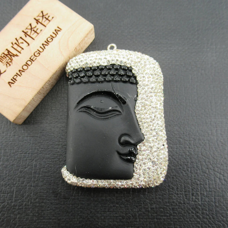 35x53mm Religious Natural Quartzs Carving Buddha Head Pendant