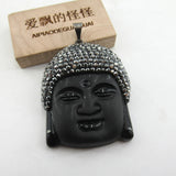 39x49mm Religious Quartz Carved Buddha Head Pendant