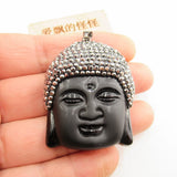 39x49mm Religious Quartz Carved Buddha Head Pendant