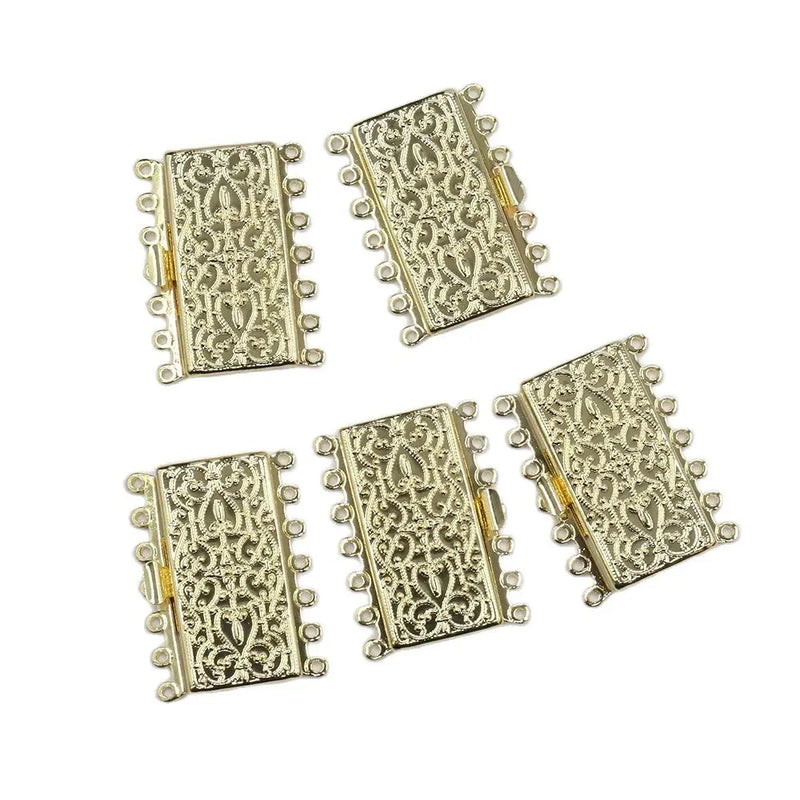 5 Pcs 7Strands Rectangle Copper Clasps Plated Jewelry Findings