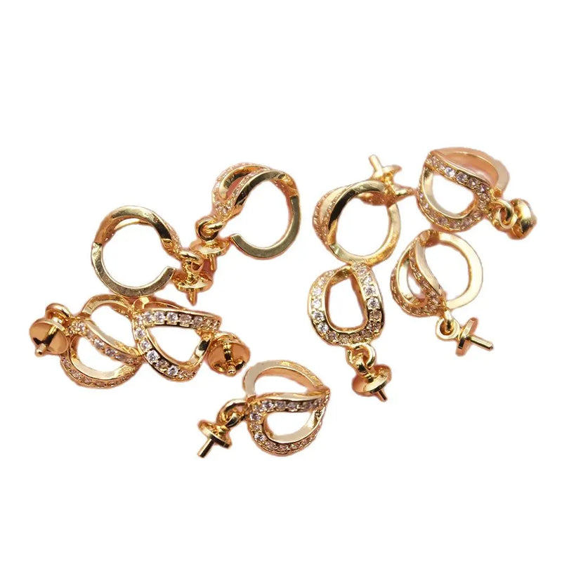 5 Pcs CZ Paved Bead cap Pendant For DIY Craft