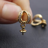 5 Pcs CZ Paved Bead cap Pendant For DIY Craft