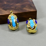 5 Pcs Turquoise Crystal Charms Pendant for Pearl Necklace DIY