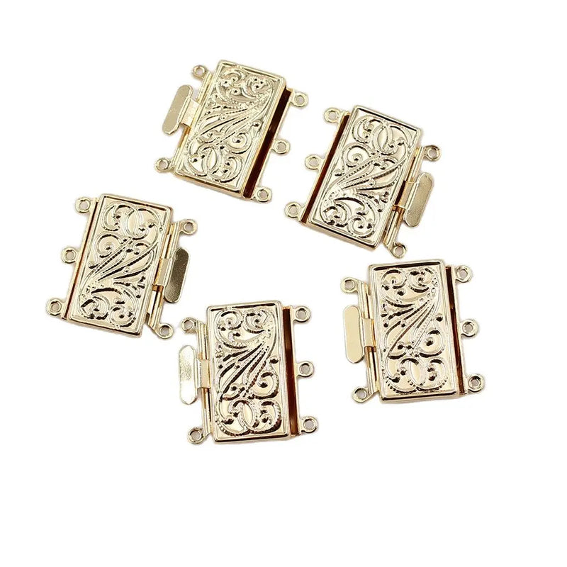 5 Pcs Rectangle Clasps Plated For Pearl Bracelets Necklaces Making