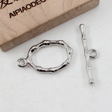5 Pcs Circle Bamboo OT Clasps Silver For Pearl Bracelets