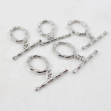 5 Pcs Circle Bamboo OT Clasps Silver For Pearl Bracelets