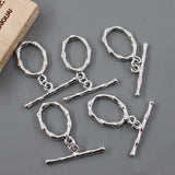 5 Pcs Circle Bamboo OT Clasps Silver For Pearl Bracelets