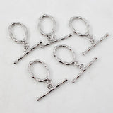 5 Pcs Circle Bamboo OT Clasps Silver For Pearl Bracelets