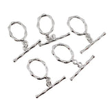 5 Pcs Circle Bamboo OT Clasps Silver For Pearl Bracelets