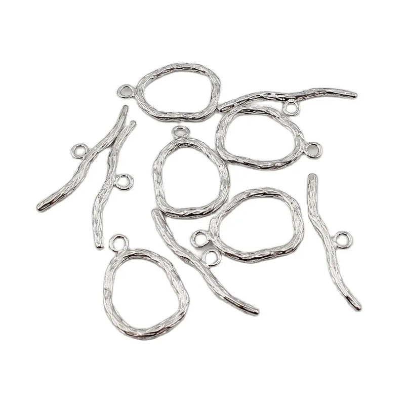 5 Pcs Silver Circle OT Clasps for Jewelry Making DIY