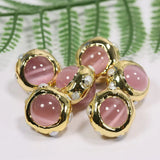 5 Pcs Pink Cat Eye Pearl Plated Beads Findings for Pendant Jewelry DIY