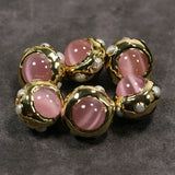 5 Pcs Pink Cat Eye Pearl Plated Beads Findings for Pendant Jewelry DIY