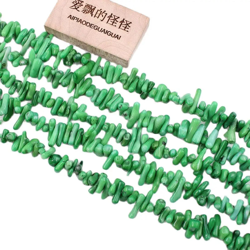 5 Strands Green Coral Gems Stone Loose Beads 16'' Jewelry Making DIY