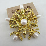 55mm Natural Pearl Cold Plated Flower Pendant Charms Necklace DIY