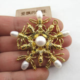 55mm Natural Pearl Cold Plated Flower Pendant Charms Necklace DIY