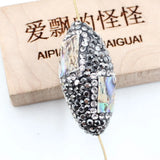 5Pcs Natural Green Abalone shell Nuggets CZ Paved Gems Oval Beads