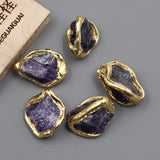 5Pcs 15x20mm Plated Natural Purple Amethyst Nugget Gems Freedom Beads
