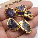 5Pcs 15x20mm Plated Natural Purple Amethyst Nugget Gems Freedom Beads