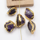 5Pcs 15x20mm Plated Natural Purple Amethyst Nugget Gems Freedom Beads