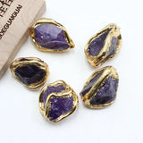 5Pcs 15x20mm Plated Natural Purple Amethyst Nugget Gems Freedom Beads
