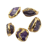 5Pcs 15x20mm Plated Natural Purple Amethyst Nugget Gems Freedom Beads