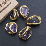 5Pcs 15x20mm Plated Natural Purple Amethyst Nugget Gems Freedom Beads