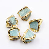 5Pcs 15x20mm Green Amazonite Plated Nugget Gems Beads DIY Jewelry