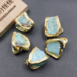 5Pcs 15x20mm Green Amazonite Plated Nugget Gems Beads DIY Jewelry