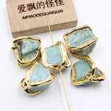5Pcs 15x20mm Green Amazonite Plated Nugget Gems Beads DIY Jewelry