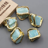 5Pcs 15x20mm Green Amazonite Plated Nugget Gems Beads DIY Jewelry