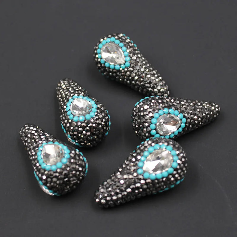 5Pcs 18x34mm Clear Crystal CZ Water Drop Beads for Jewelry DIY